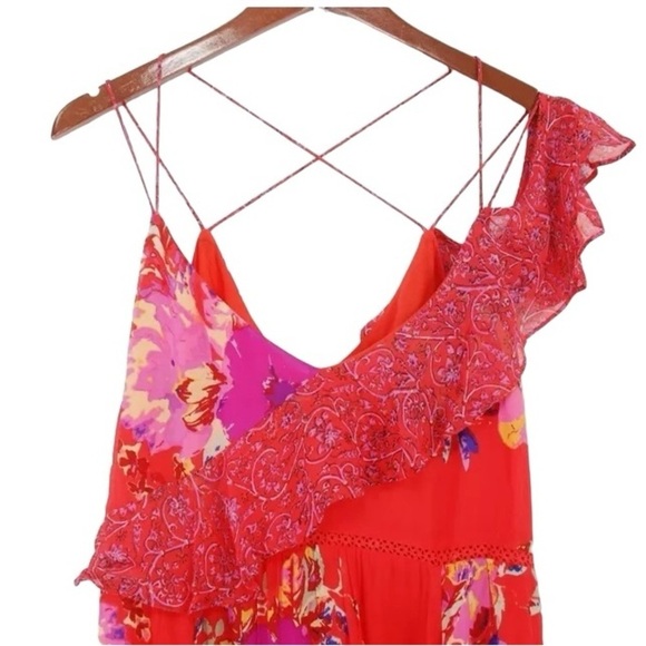 Anthropologies Maeve Grecia Orange Floral Ruffle Strap Dress Size 6 - Picture 6 of 6